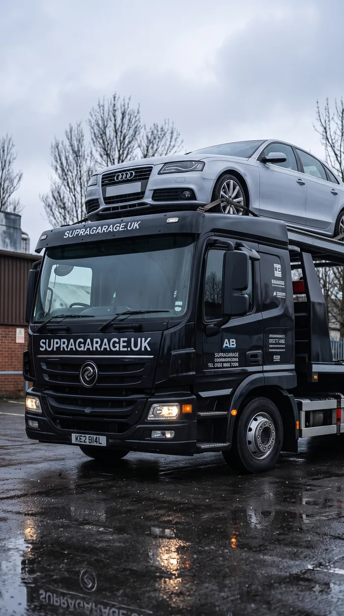 Recovery truck loading a car